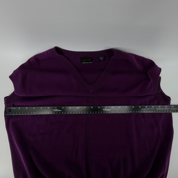 Greg Norman Mens V Neck Sleeveless Sweater Vest Purple L G Cotton Golf - Picture 8 of 10